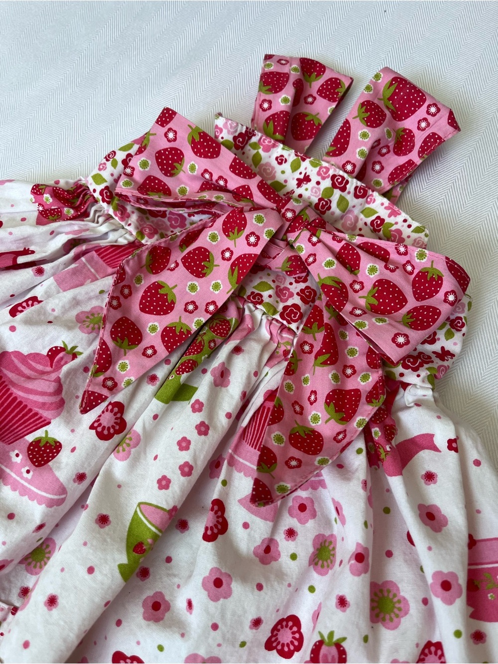 Jelly The Pug 12 mos Infant Girls Pink Strawberry Cupcake Ruffle Girly Sundress